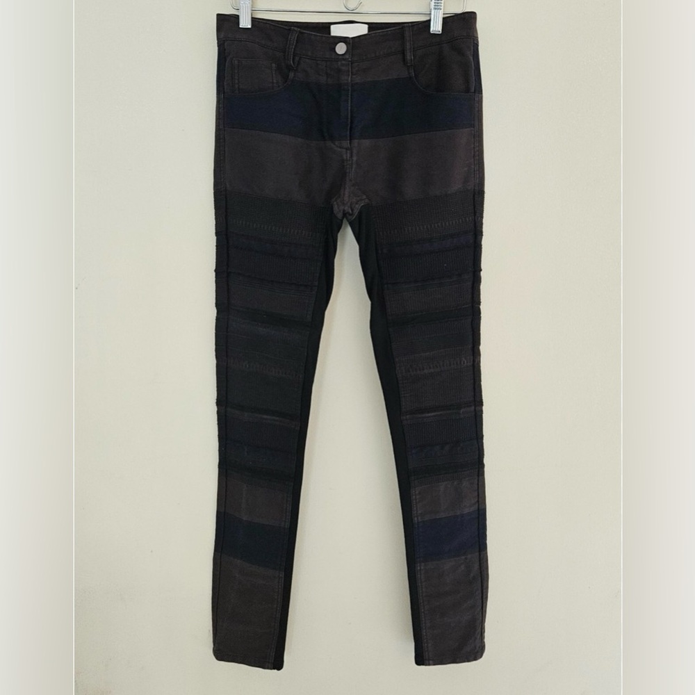 3.1 Phillip Lim Skinny Embroidered Patchwork Denim Pant Blue & Black Jeans Sz 6